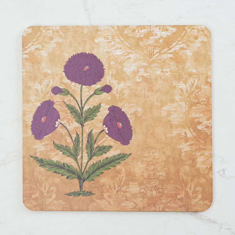 Mandarin Printed Square-Shaped Wooden Trivet - 20 x 20 cm