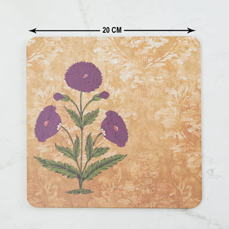 Mandarin Printed Square-Shaped Wooden Trivet - 20 x 20 cm