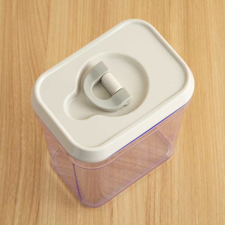 Palestine-Austin Solid  Storage Jar with Lid - Plastic Jar - 12.5 cm  L x 9 cm  W x 15.5 cm  H - 1000ml - Transparent