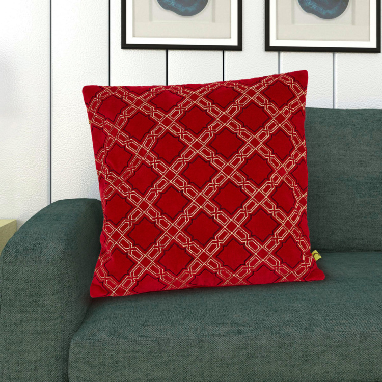 Matrix Embroidered Filled Cushion - 40x40 cm