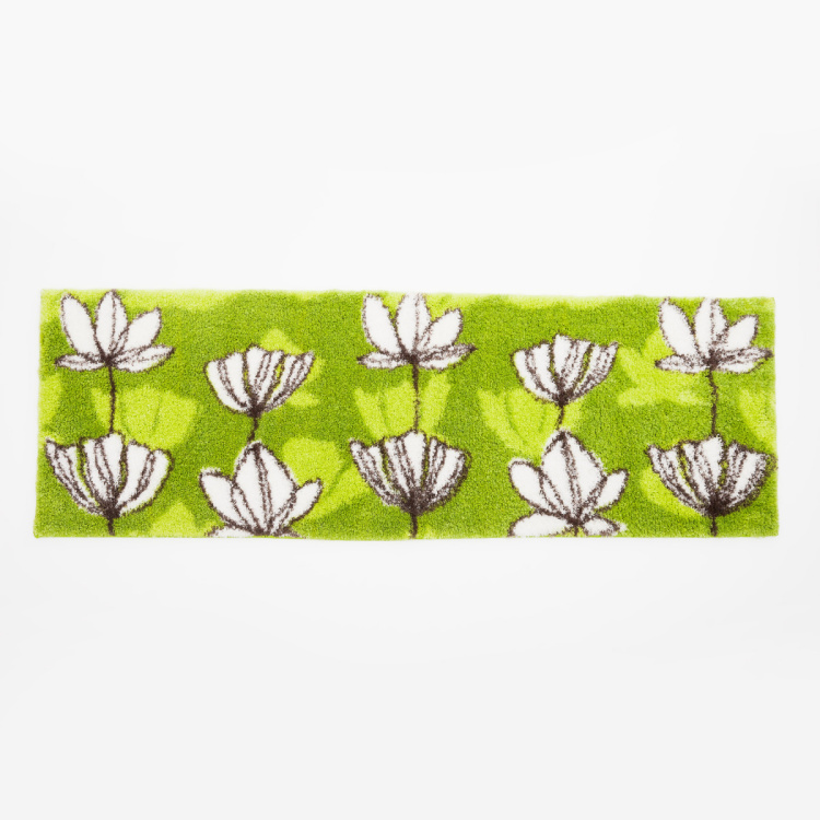 Mekong Floral Print Rectangular Anti-Slip Bath Runner - 45 x 130 cm