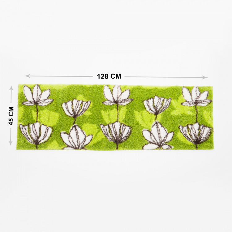 Mekong Floral Print Rectangular Anti-Slip Bath Runner - 45 x 130 cm