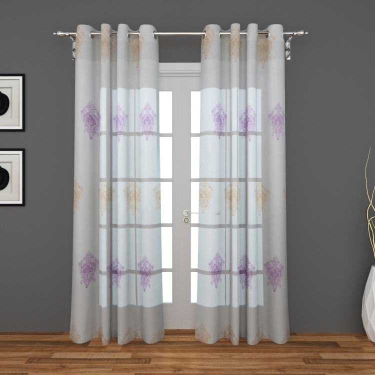 Tifany Pedum Set of 2 Embroidered Sheer Door Curtains - 135 X 260 cm
