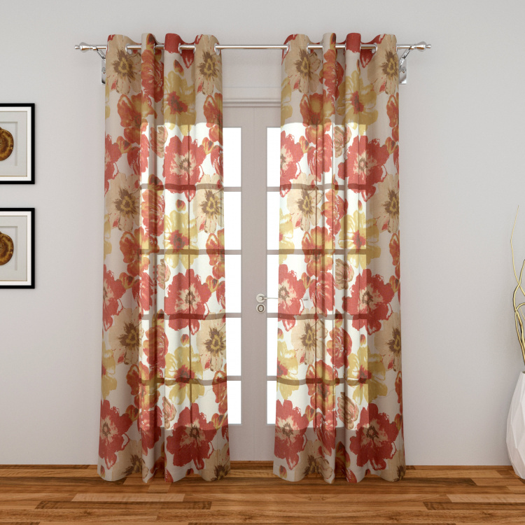 Lavish Cagliari Set of 2 Printed Semi-Sheer Door Curtains - 135 X 225 cm