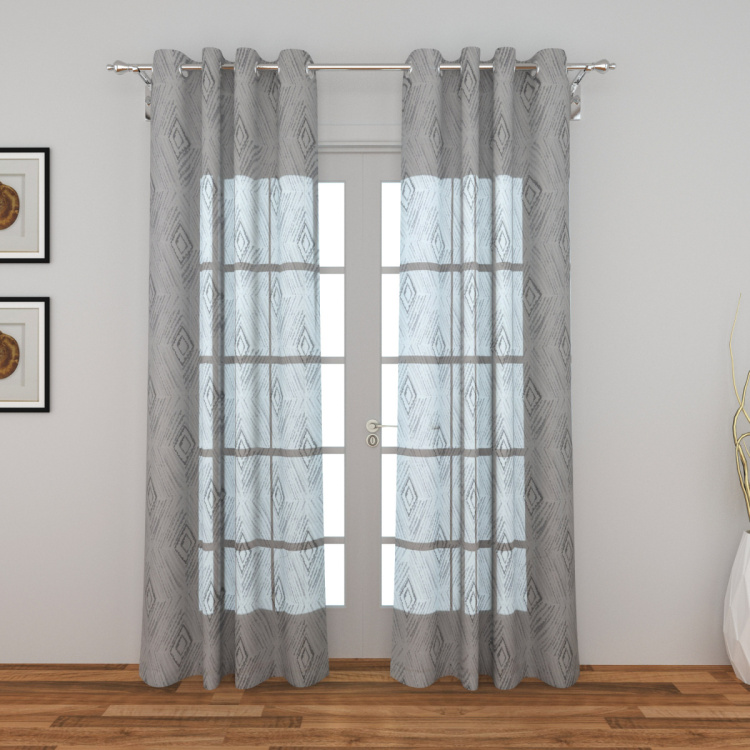 Lavish Gabi Set of 2 Printed Semi-Sheer Door Curtains - 135 X 260 cm