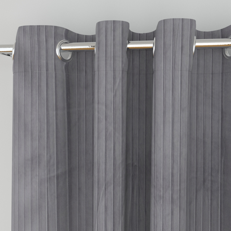 Lynn Crushed Stripes Semi-Blackout Door Curtain