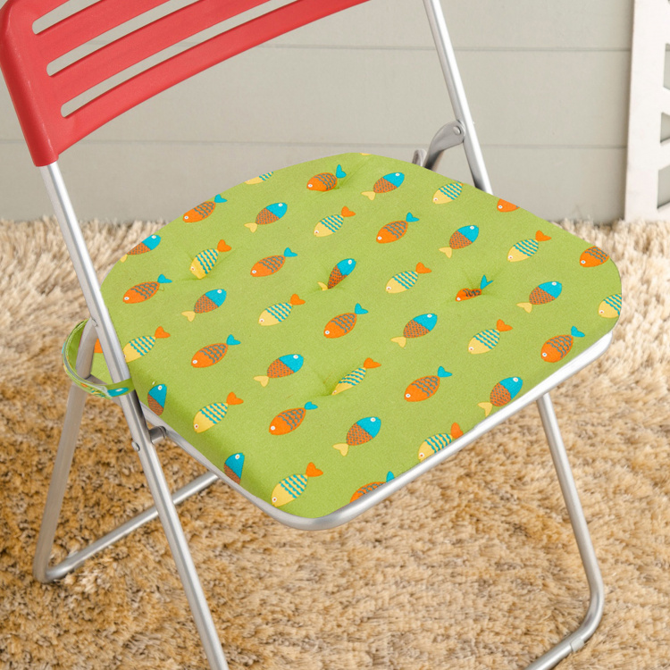 Elite Fish Printed Chair Pad - Cotton - 38 cm x 38 cm x 4 cm