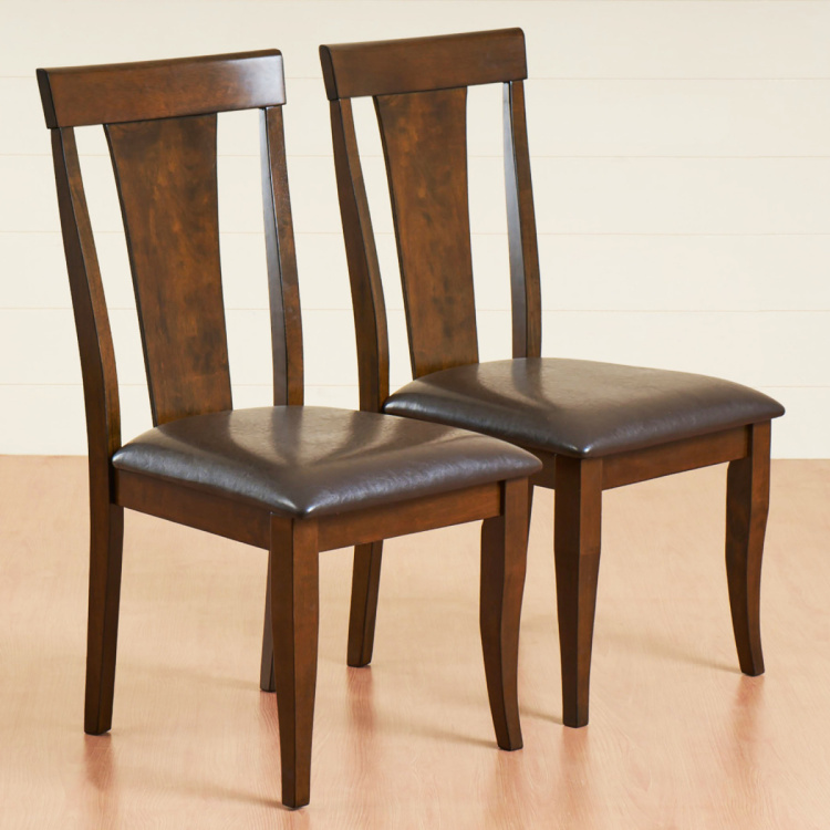 Rio Set of 2 Faux Leather Dining Chairs - Brown