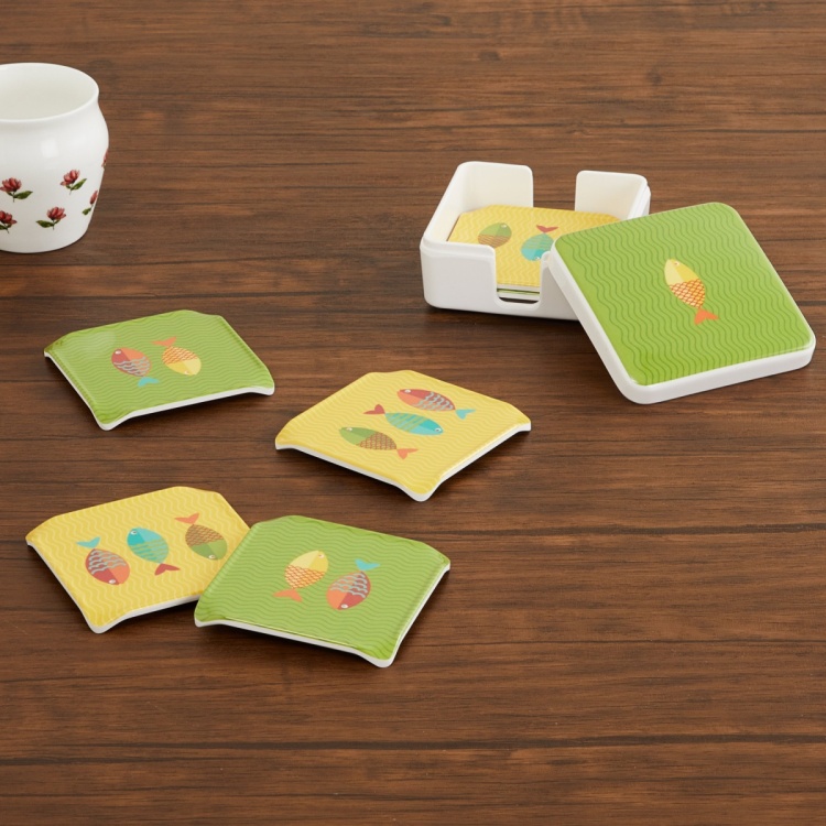 Raisa-Retro Printed Melamine Coasters - Set of 6