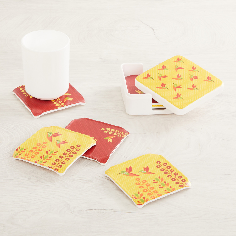 Raisa-Retro Printed Melamine Coasters-Set Of 6 Pcs.
