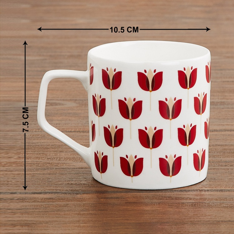 Mandarin Printed Bone China Coffee Mugs - Set of 6