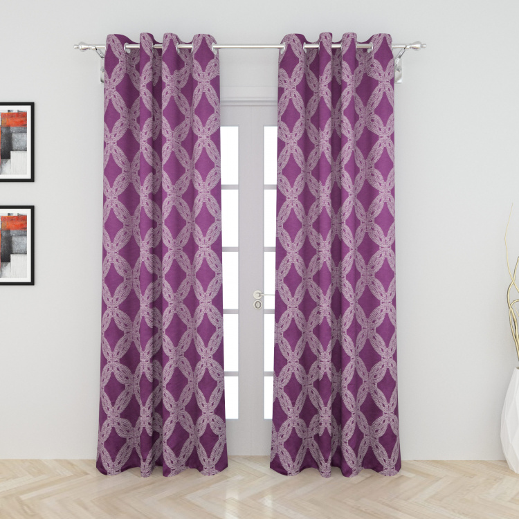 Floss Cropcircle Geometric Print Semi-Blackout Door Curtain-Set Of 2 Pcs.
