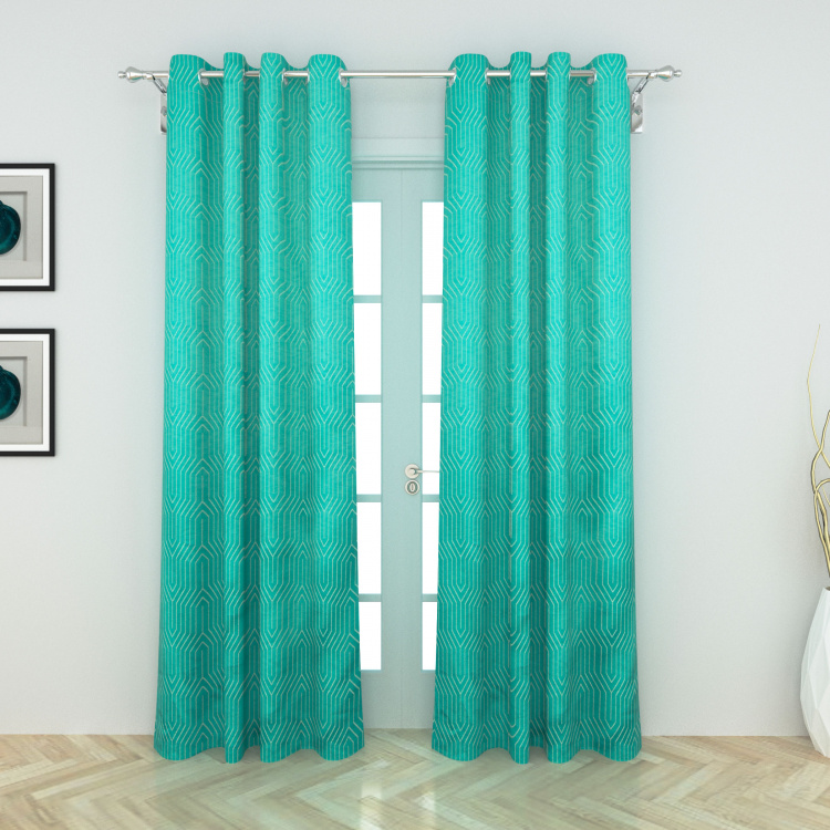 Floss Terrain Contemporary Semi-Blackout Door Curtain-Set Of 2 Pcs.