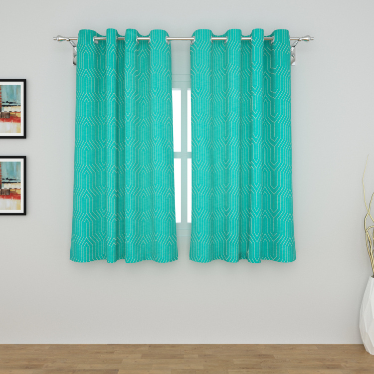 Floss Terrain Set of 2 Jacquard Patterned Window Curtains - 135 X 160 cm