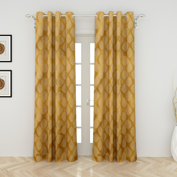 Griffin Mulburry Leaf Print Blackout Door Curtains- Set of 2 Pcs.