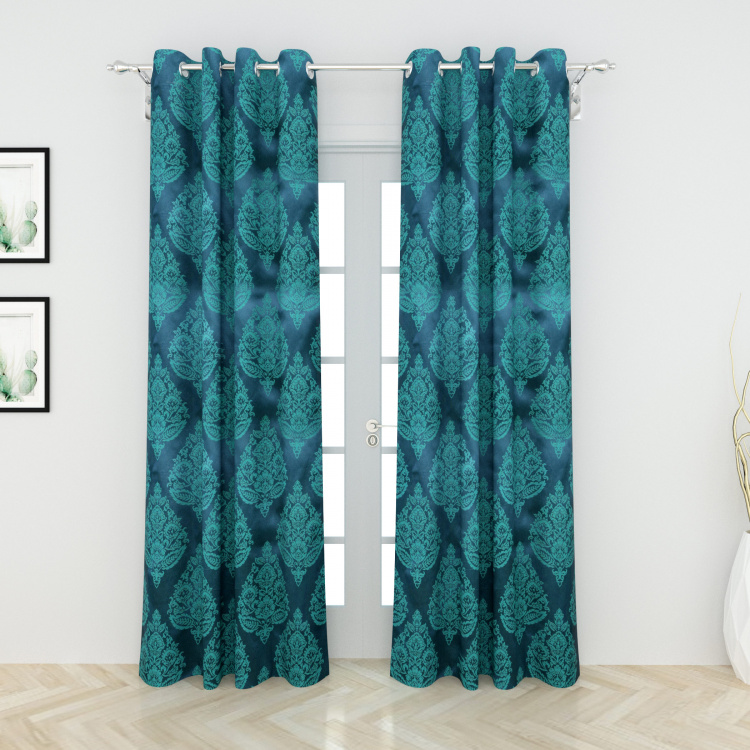 Griffin Poplar Floral Print Blackout Door Curtains- Set of 2 Pcs.