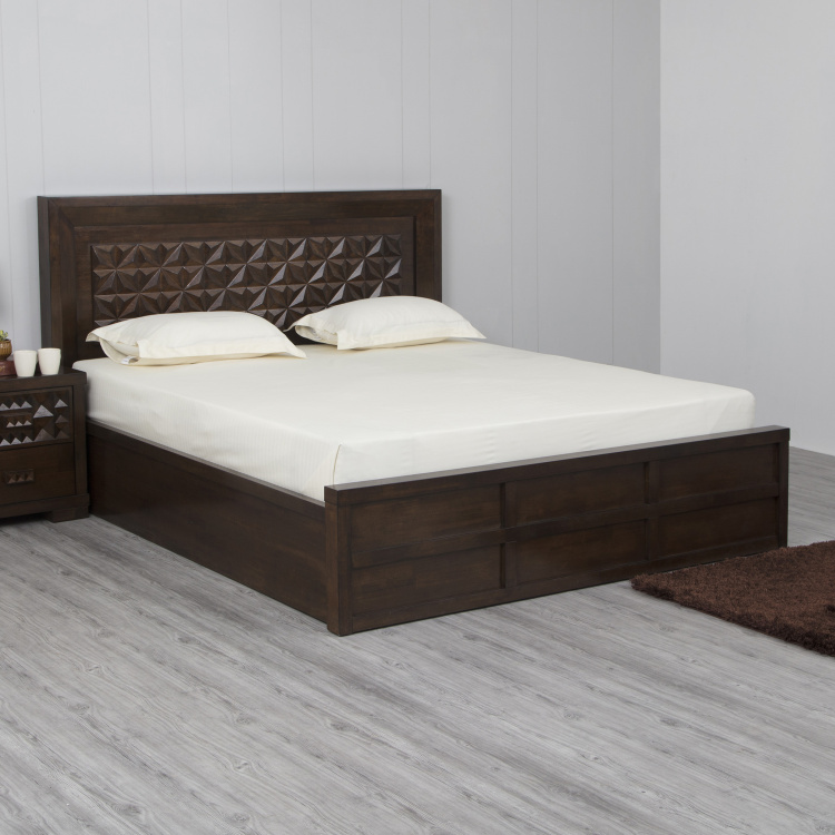 Rio - Eva King Size Hydraulic Bed with Storage - 180 x 195 cm - Brown