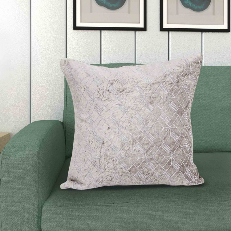 Marshmallow Embroidered Cushion Cover - 40 x 40 cm