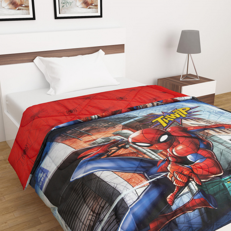Marvel Spiderman Print Single-Bed Quilted Blanket - 135 x 225 cm