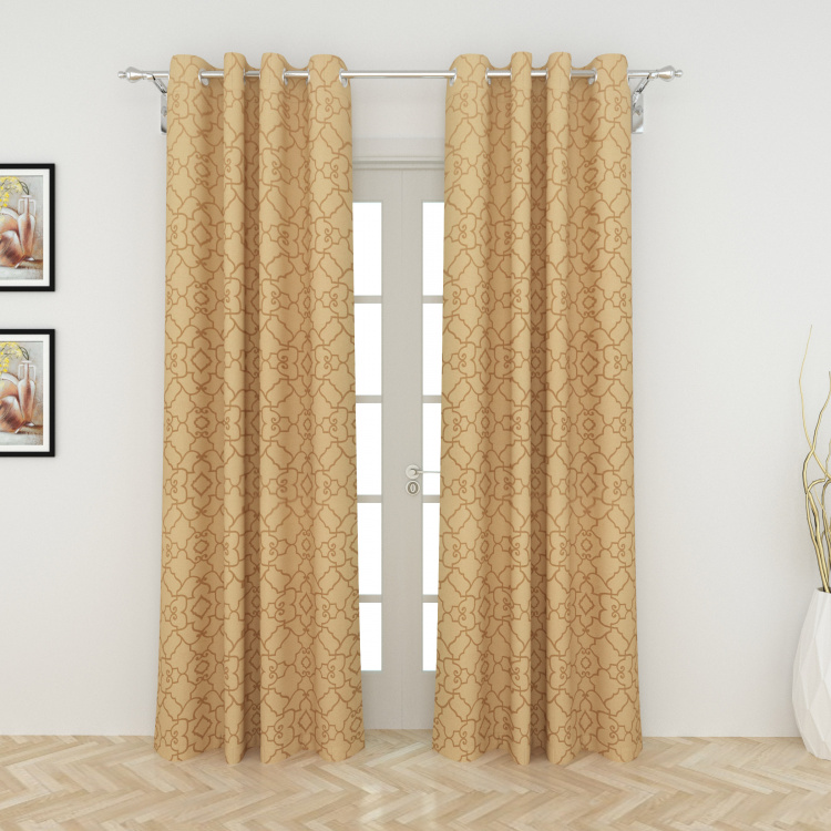 Seirra Fancy Contemporary Semi-Blackout Door Curtain-Set Of 2 Pcs.- 225X110 cms