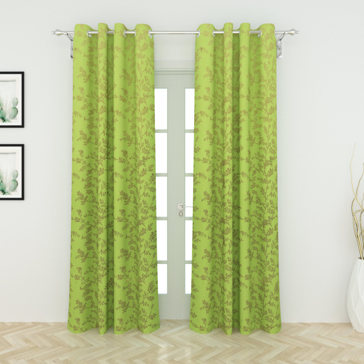 Seirra Fancy Floral Semi-Blackout Door Curtain-Set Of 2 Pcs.- 225X135 cms