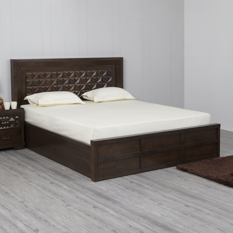 Rio - Eva Queen Size Hydraulic Bed with Storage - 150 x 195 cm - Brown