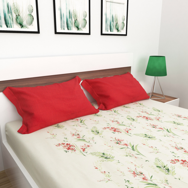 Carnival Printed Cotton Double Bedsheet-Set Of 3 Pcs.