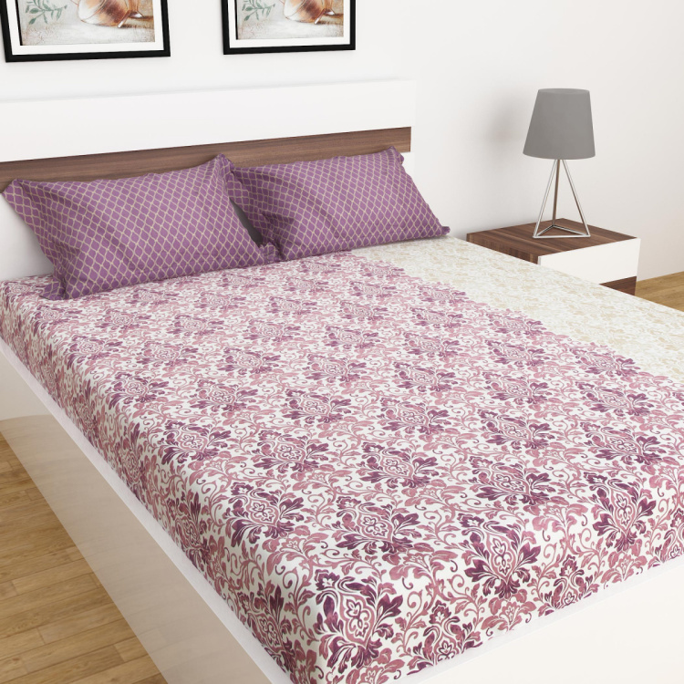 Carnival Printed Cotton Double Bedsheet-Set Of 3 Pcs.
