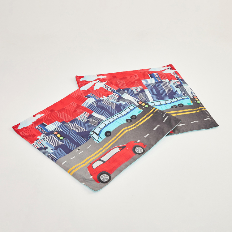 Adventure Of U-Tron Car Print Cushion Cover - 40 x 40 cm