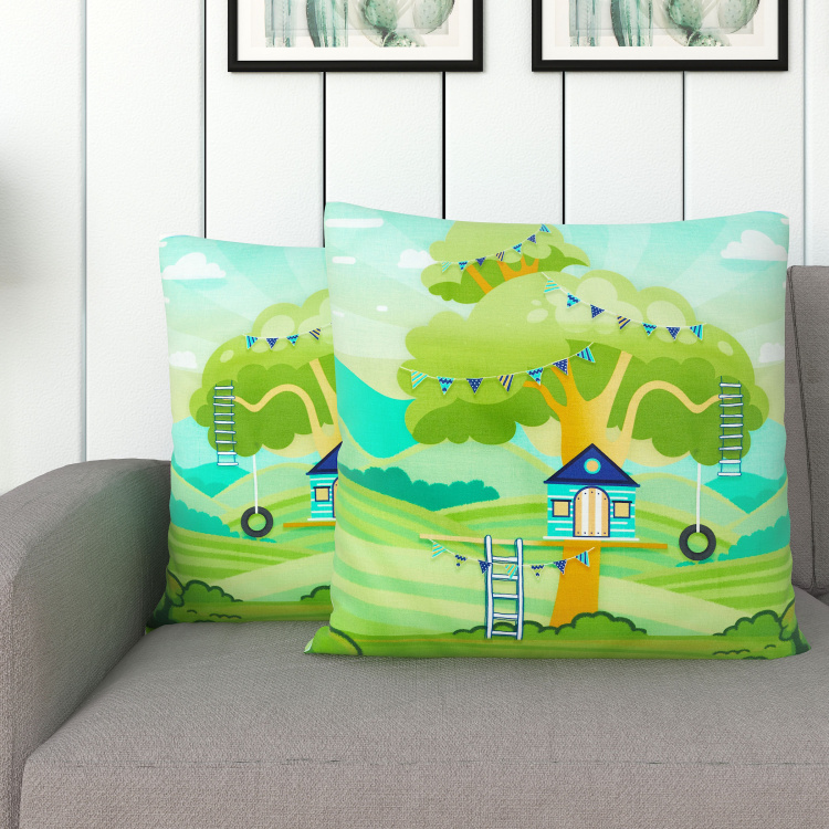 Cottage Printed Cushion Covers - Set of 2 - 40 x 40 cm
