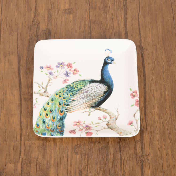 Moksha-Peacock Print Dessert Plate