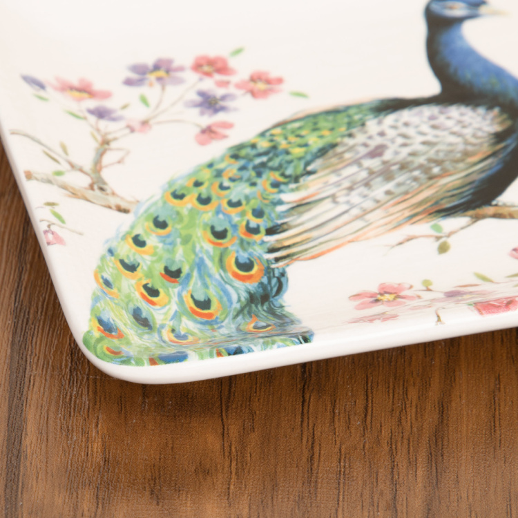 Moksha-Peacock Print Dessert Plate