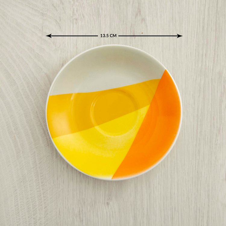Happiness Printed Sets  - Bone China -  Saucer - 13.5 cm  L x 13.5 cm  W - Cup 10 cm  L x 6 cm  H - 210 ml - Multicolour