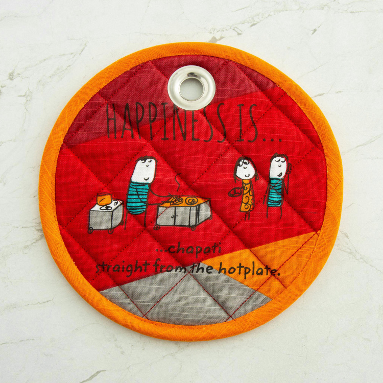 Happiness Set of 2 Printed Reversible Pot Holder