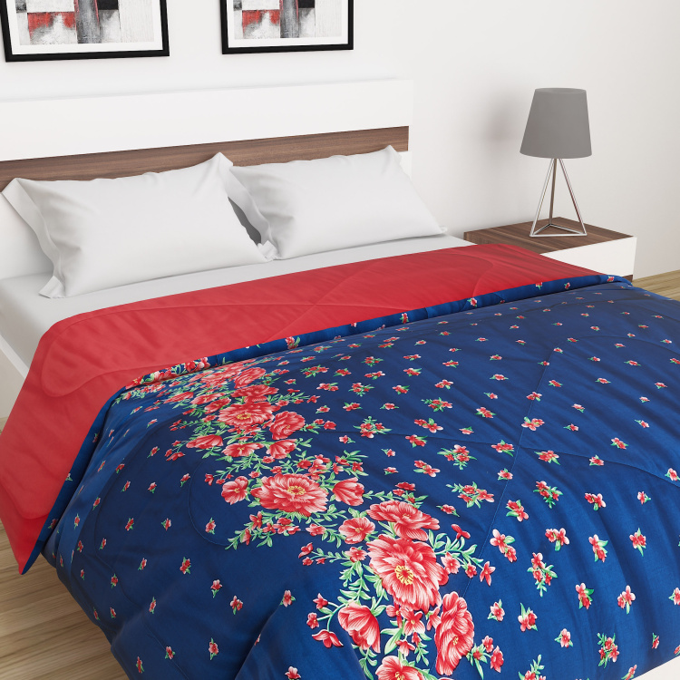 Urbane Floral Print Reversible Double Bed Quilt - 228 x 254 cm
