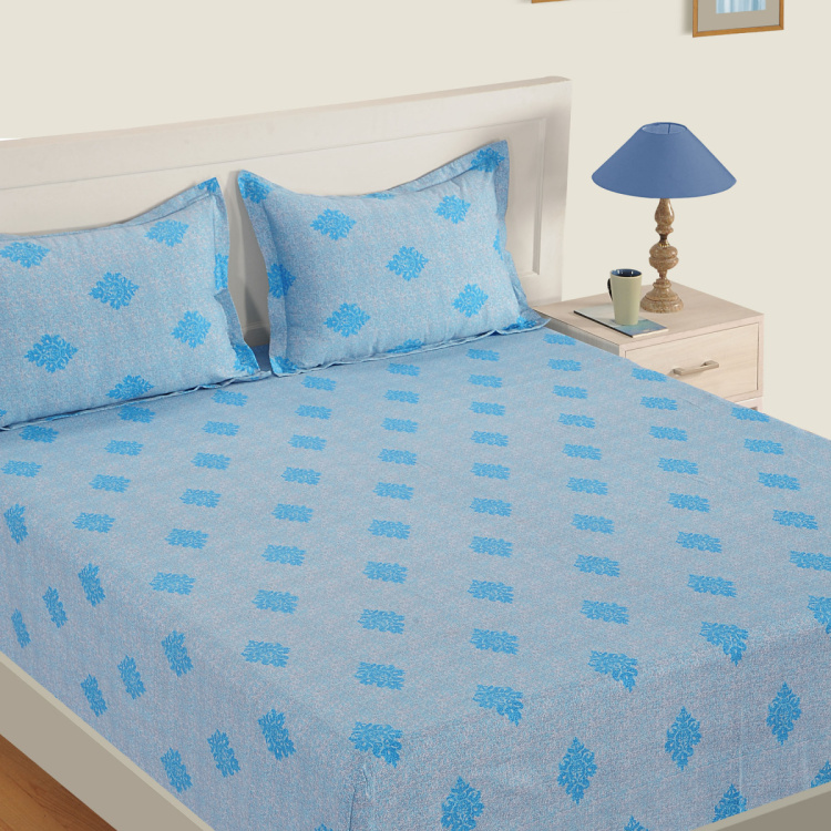 SWAYAM Printed Cotton Double Bedsheet-Set Of 3 Pcs.
