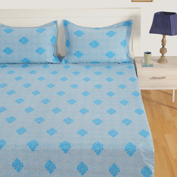 SWAYAM Printed Cotton Double Bedsheet-Set Of 3 Pcs.