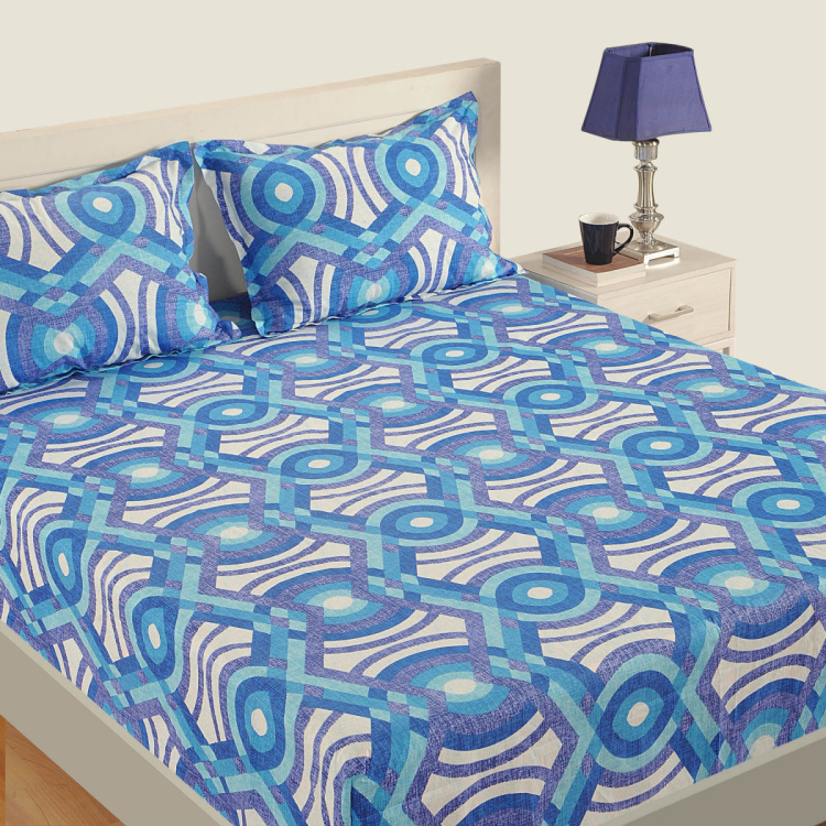 SWAYAM Abstract Cotton Double Bedsheet-Set Of 3 Pcs.