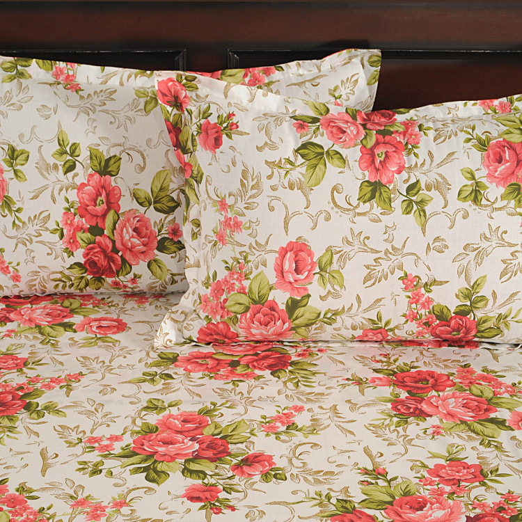 SWAYAM Floral Print Cotton Single Bedsheet-Set Of 2 Pcs.