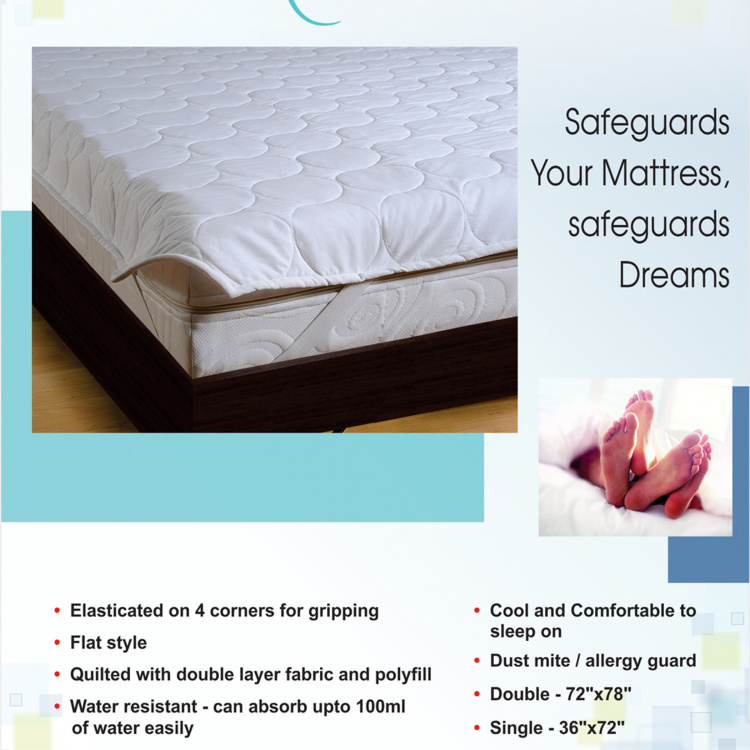 SWAYAM Textured Cotton Double Bed Mattress Protector - 182 x 198 cm