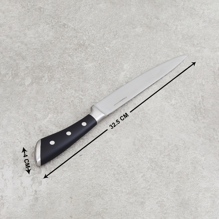 Valencia Castellon Solid Knives Stainless  - Steel -  Slicer Knife - 32.5 cm  L x 4 cm  W - Black