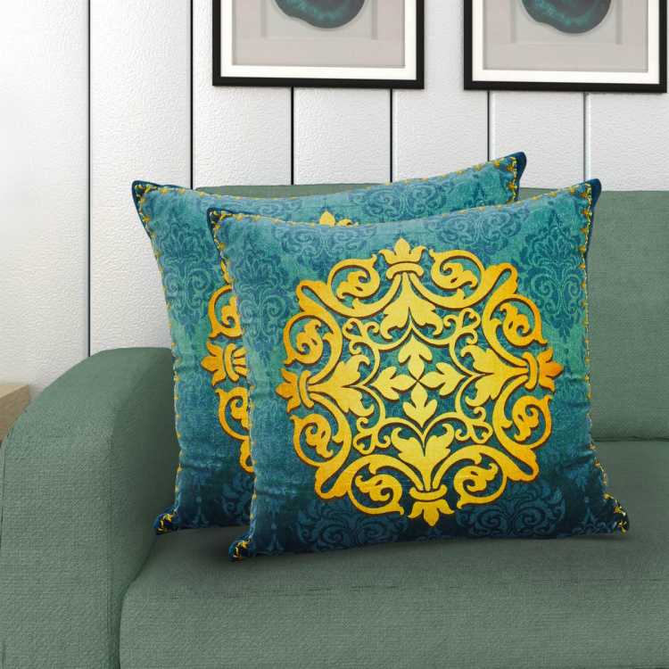 Designer Homes Floral Print Cushion Covers - Set of 2 - 40 x 40 cm