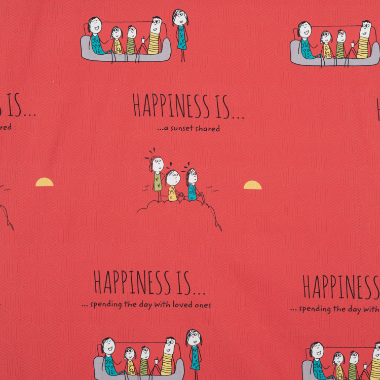 Happiness Printed Door Curtain Pair - 135 x 225 cm