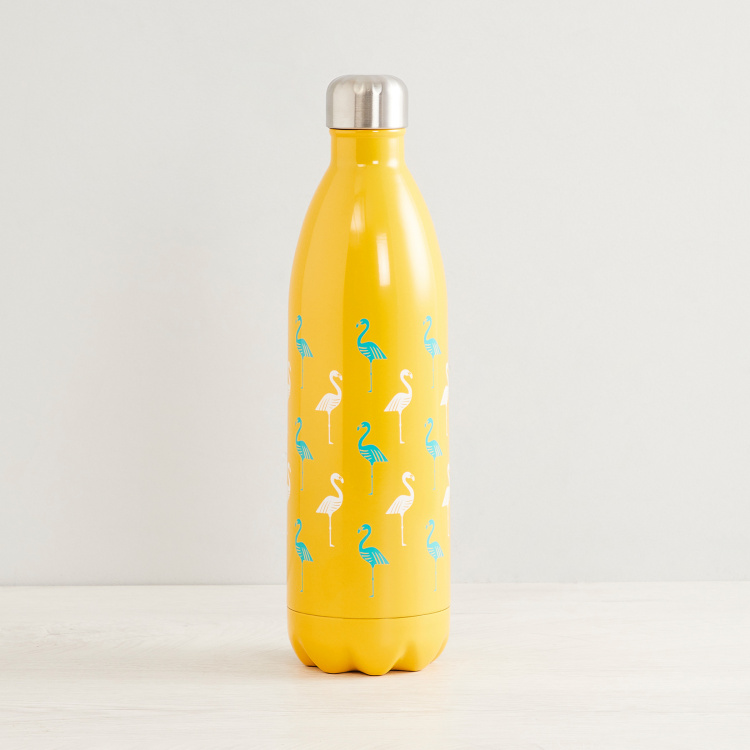 Creston - Orlin Printed Flasks - Stainless Steel -1000ml -Beverage Bottle  32 cm  Hx  9 cm  L -Yellow