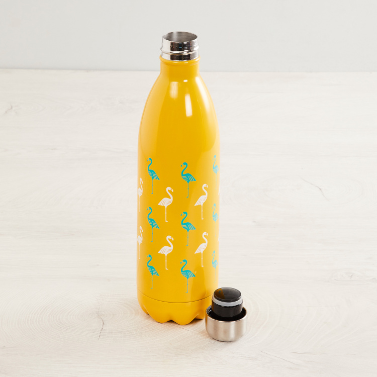 Creston - Orlin Printed Flasks - Stainless Steel -1000ml -Beverage Bottle  32 cm  Hx  9 cm  L -Yellow