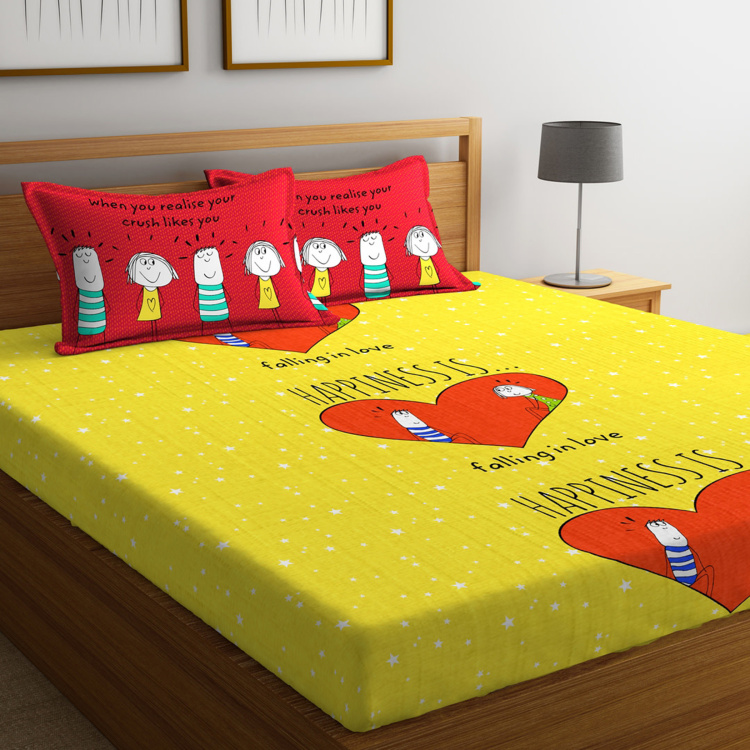 PORTICO NEW YORK Happiness 3-Pc. Fitted Double Bedsheet - 150 x 198 cm