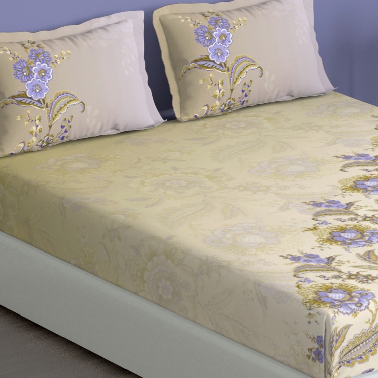 D'DECOR Ultima Floral Print 3-Piece King-Size Bedsheet Set - 274 x 274 cm