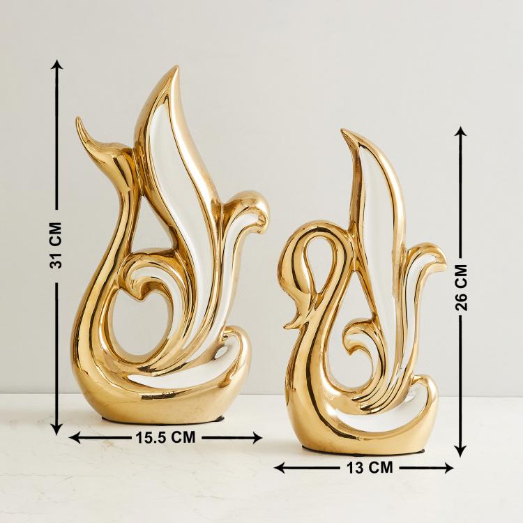 Stellar Fantasy N Celestial - Gold Porcelain Swan Figurine - Set Of 2