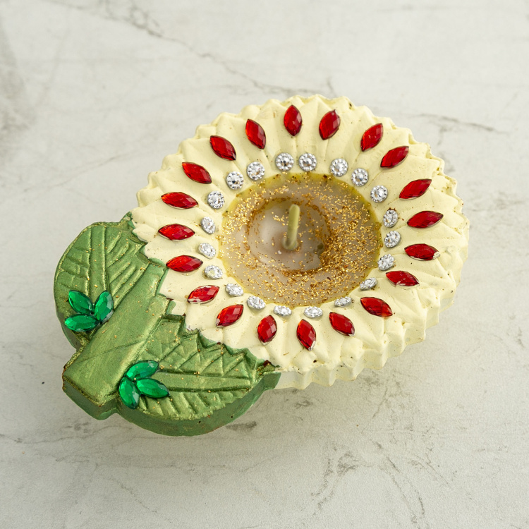 Utsav Vara Embellished Sunflower Diya - Set of 4