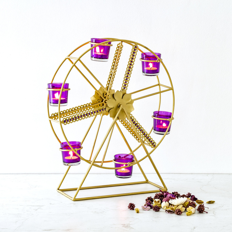 Selene Purple Metal Giant Wheel T-Light Holder